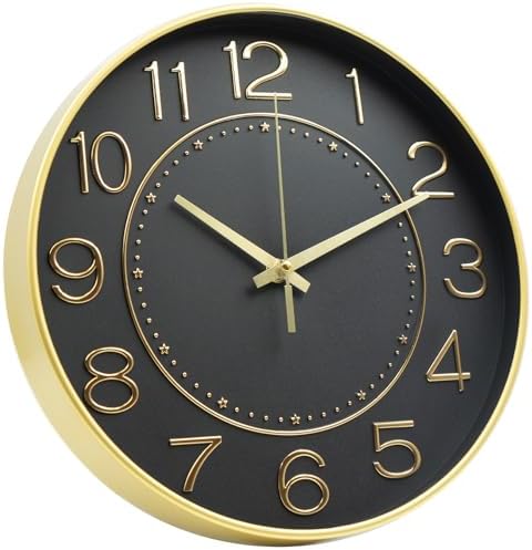 HZDHCLH 12 Inch Modern Wall Clock Battery Operated Silent Non Ticking