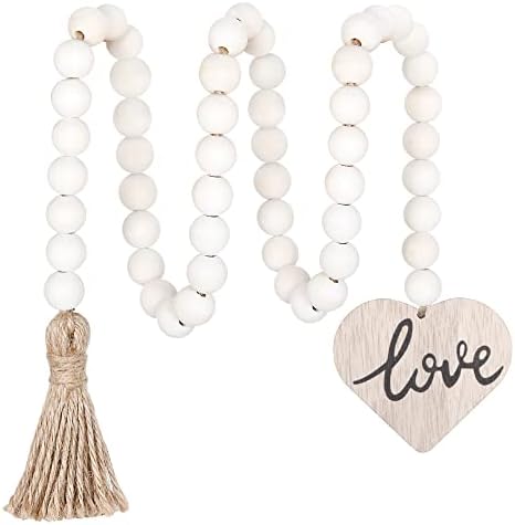 Meplait Love Wooden Bead Garland, 38in Decorative Beads Home Decor