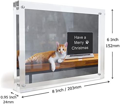 MIRA-K | Crystal Memories | Acrylic Picture Frame 6x8 with Magnetic Closure | Lucite Photo Frame for Tabletop | Decorative Display for Tickets, Postcards and Awards