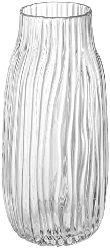 Clear Tall Vase,Large Clear Vases for Flowers,H-12.0" Simple Striped Design for Home Floor Decor,Farmhouse Decor, Centerpiece Coffee Table Decorations