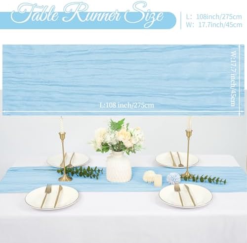 10 Pack Cheesecloth Table Runner 17 x 108 Inch, Light Blue