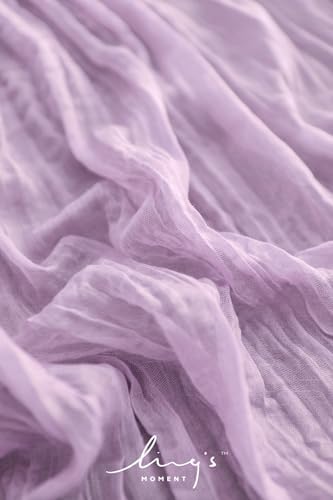 Ling's Moment Lilac Gauze Cheesecloth Table Runner, 14FT (168 Inch)