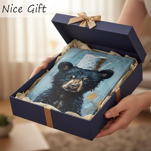 Funny Bathroom Bear Canvas Wall Art, Black Bear with Paper Poster Print Artwork, Humor Animal Painting Picture Wall Decor, for Kids Restroom, Cabin, Bathroom, Home Decoration, 12x16in