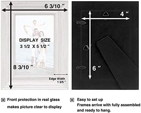 LaVie Home 4x6 Picture Frames (1 Pack, Distressed White) Rustic Photo Frame Set with High Definition Glass for Wall Mount & Table Top Display