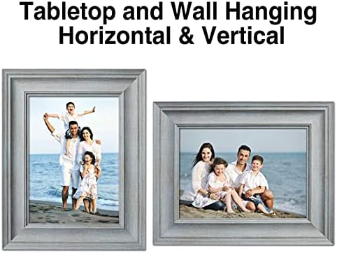 LaVie Home 5x7 Picture Frames (3 Pack, Light Gray Wood Grain) Rustic Photo Frame Set with High Definition Glass for Wall Mount & Table Top Display