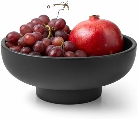 12" Concrete Extra Large Fruit bowl for Kitchen Counter, Coffee Table Decor, Decorative Key Bowl, Home Décor Accents, Kitchen Counter Decor Black