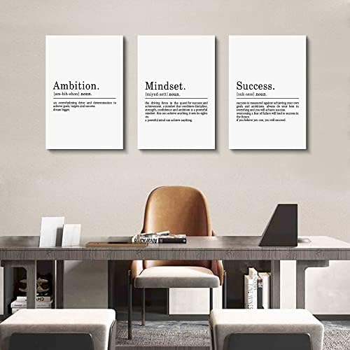 Inspirierendes Leinwandbild – Ephany Art – Mindset Zitate Drucke, motivierende Wandkunst, Erfolg, gerahmtes Unternehmer-Poster, positive Zitate, Arbeitsplatz (L-3 Stück, 40.6x61x3 Stück)