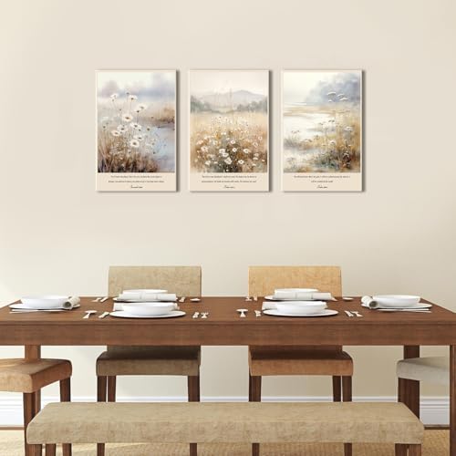 Religious Wall Art Scripture Canvas Wall Prints for Church Bible Verses Painting Picture Wall Decor Jesus Biblical framed Canvas Painting Nature Wildflower Poster for Living Room Bedroom 16x24 3Pcs