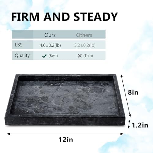 Real Natural Marble Tray for Bathroom, Vanity, Kitchen Counter & Desktop