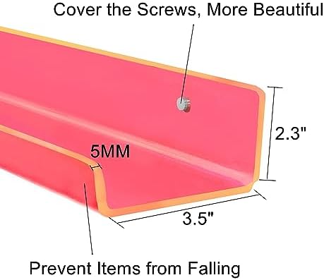 ROYALITA 2-Pack Acrylic Shelves Wall Mounted, 24 Inch Floating Shelves