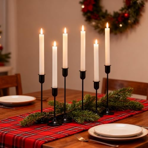 Black Taper Candle Holder 6 PCS, Vintage Candle Stick Candlestick Holders