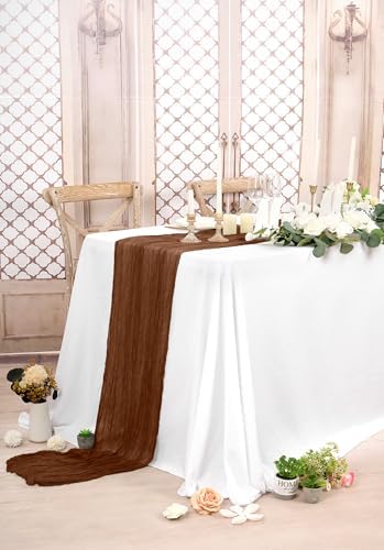 10 Pack Brown Cheesecloth Table Runner Long,21.5 x 120 Inch