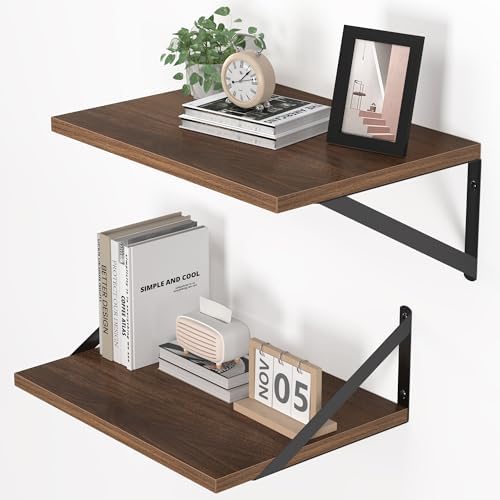 Heimlove 16W x 12D Deep Floating Shelves Set of 2 Walnut