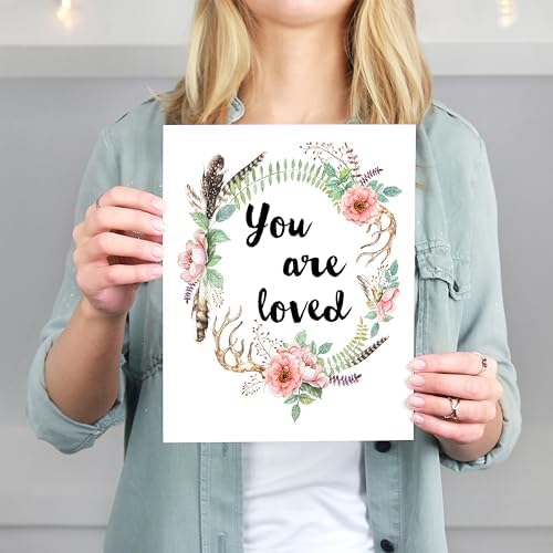 You Are Loved Art Print - 8x10 (Unframed) | Heartwarming Typography Design | Inspirational Home Décor | Wall Art for Bedroom | Living Room Décor | Home Décor | Kitchen Décor | Wall Art