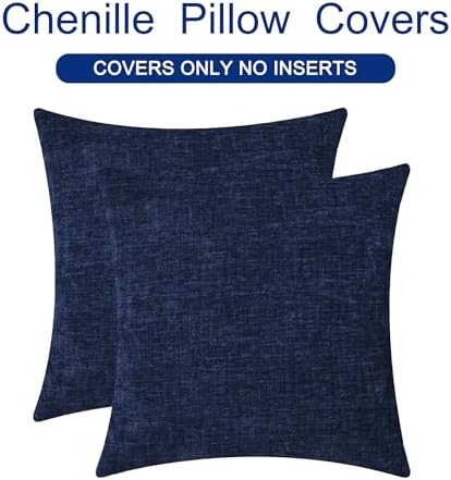 CaliTime Decorative Couch Throw Pillow Covers 24 X 24 Inches Navy Blue