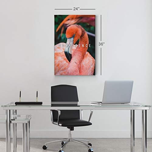 Smile Art Design Confidence Lettering Beautiful Flamingo Motivational Wall Art Canvas Print Inspirational Wall Art Entrepreneur Quote Office Living Room Decor Artwork Gift Ready to Hang 28x19