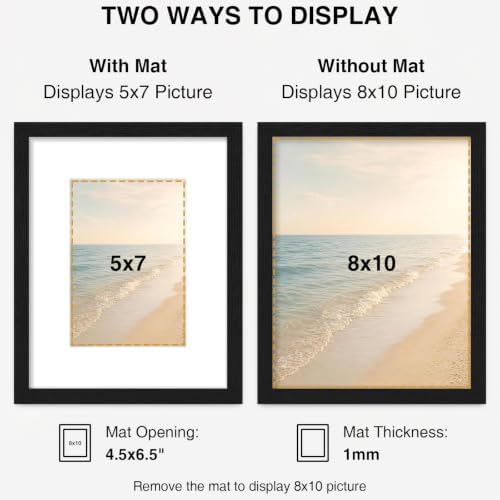 Vittanly 8x10 Picture Frames Set of 5, Wall or Tabletop Display, Black