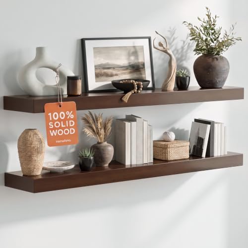 Homeforia 36 Inch Floating Shelves, High-End Solid Pine Wood, Set of 3
