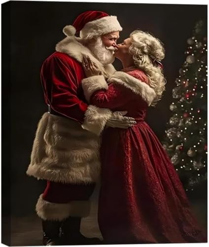 FLZYKGPA Santa Claus & Mrs. Claus Holiday Wall Decor 8x12in, Festive Art Perfect for Christmas, Thanksgiving, Indoor Use, Living Room Canvas Decoration Xmas Christmas Wall Art for Bedroom