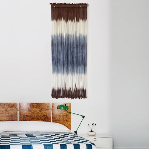 Macrame Wall Hanging Dip-Dye Wall Decor 15''W*39''L Boho Handmade Fiber Wall Art Decor for Nursery Bedroom Living Room
