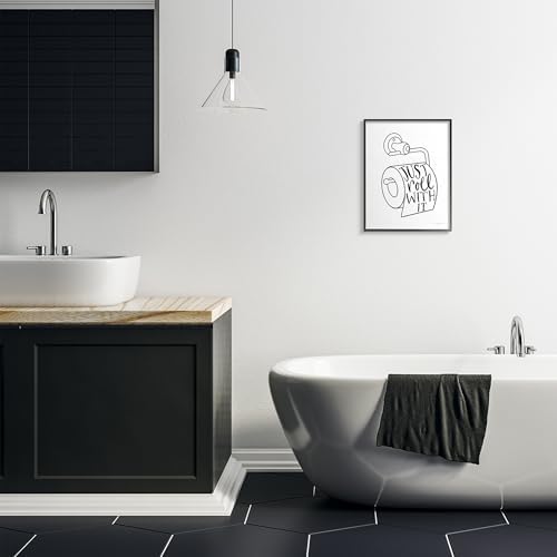 Stupell Industries 'Just Roll with It Toilet Paper', Framed Giclee Art, Black, 16 x 20 Inches, Easy to Hang and Sturdy, Made in USA, by Becky Thorns
