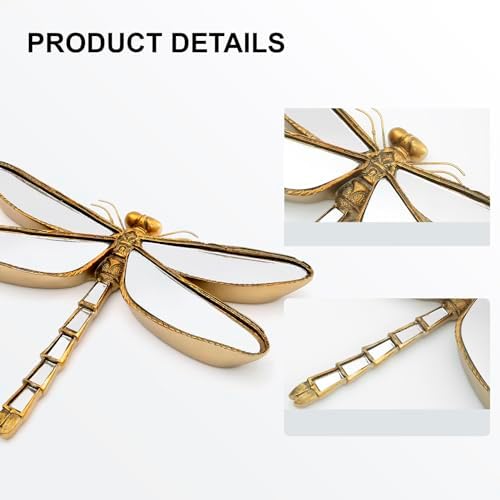 Decorative Bug and Dragonfly Mirrors - Gold Resin and Glass Wall Decor, Perfect for Victorian and European Themed Homes