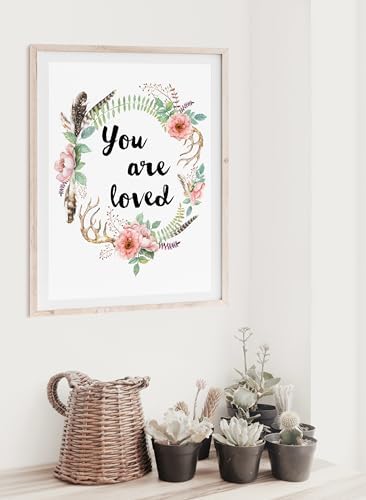 You Are Loved Art Print - 8x10 (Unframed) | Heartwarming Typography Design | Inspirational Home Décor | Wall Art for Bedroom | Living Room Décor | Home Décor | Kitchen Décor | Wall Art