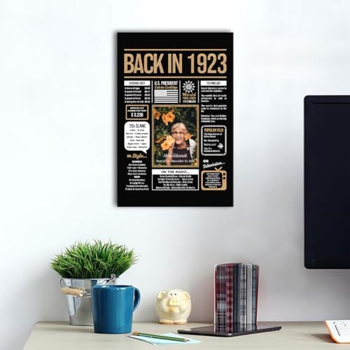 Personalized 102nd Birthday Party Decorations Men, Women, Him, Her - Custom Gifts Idea For 102 Years Old, Back In The Year You Born Newspaper For 102nd Birthday Poster No Frame Black Gold