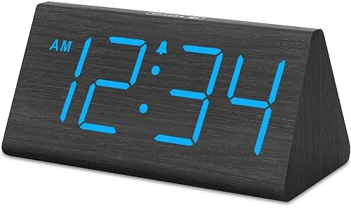 DreamSky Wooden Digital Alarm Clock for Bedrooms with Large Numbers