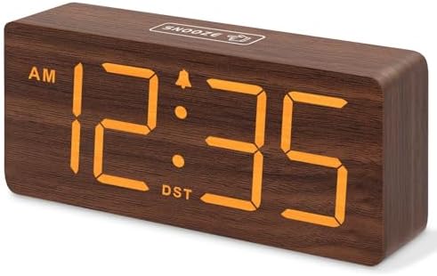 DreamSky Wooden Digital Alarm Clock for Bedroom with Large Numbers