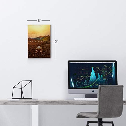 Smile Art Design Forward Inspiring Turtle and Mountain View Motivational Wall Art Canvas Print Inspirational Wall Art Entrepreneur Quote Office Living Room Decor Artwork Gift Ready to Hang 36x24