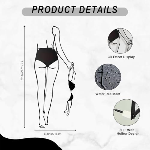 Sexy Metal Wall Art, 3D Abstract Woman Sculpture for Bedroom Black Decor | Sleek 3D abstract female figure in black metal, modern & artistic accent for bedrooms, living rooms, or boudoirs