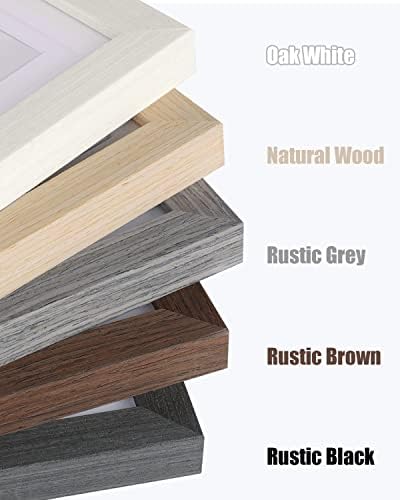 Egofine 5x7 Picture Frames Set of 4, Made of Solid Wood Covered by Plexiglass 3.5x5 and 4x6 with Mat or 5x7 without Mat, for Table Top Display and Wall Mounting Photo Frame Oak Wood
