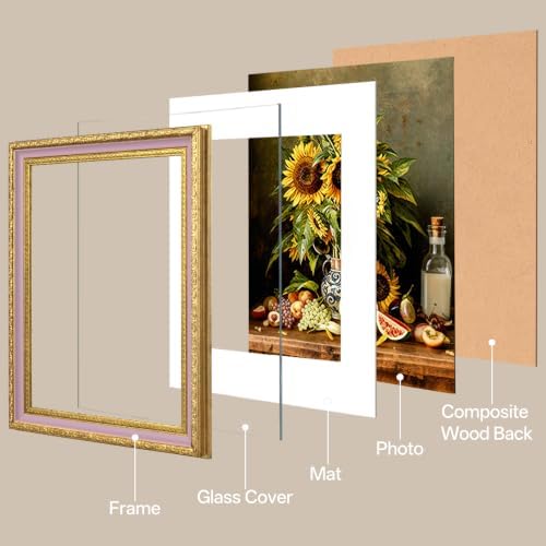 eletecpro 8x10 Vintage Picture Frame, Glass Cover, Pink Gold, 2-Pack