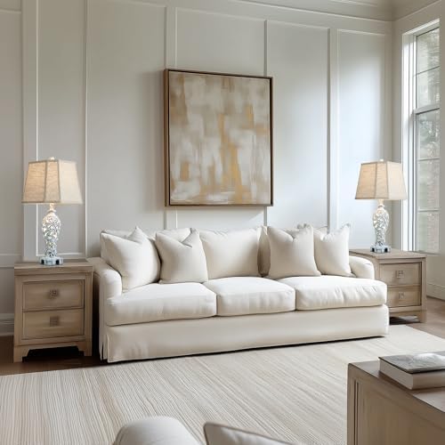 25'' Farmhouse Table Lamps Set of 2 for Living Room with USB C+A