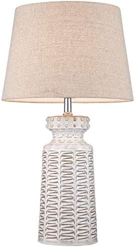 Helene 26" Tall Table Lamp Set of 2 White Glaze Ceramic Country
