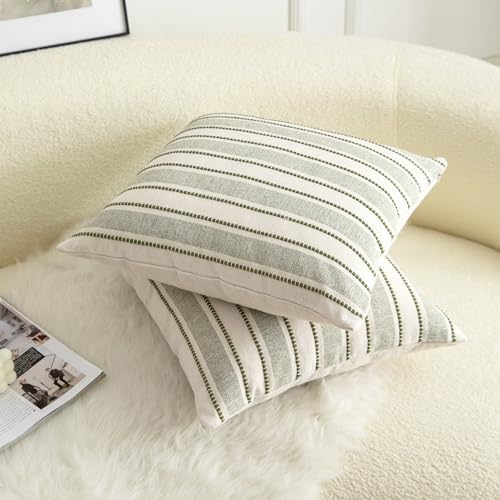 Boho Textured Throw Pillow Covers 22x22 Inch Set of 2 Farmhouse