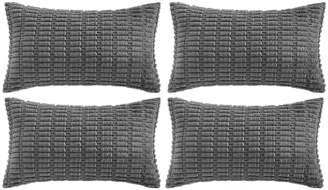 Fancy Homi 4 Packs Decorative Throw Pillow Covers for Living Room Couch Bed, Modern Farmhouse Boho Home Décor Accent Cushion Case, 20" x 12", Dark Gray