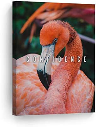 Smile Art Design Confidence Lettering Beautiful Flamingo Motivational Wall Art Canvas Print Inspirational Wall Art Entrepreneur Quote Office Living Room Decor Artwork Gift Ready to Hang 22x15