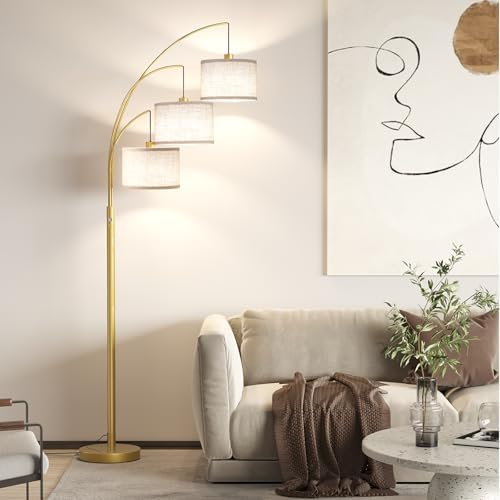 SUNMORY 3 Lights Floor Lamps for Living Room，78" Tall Arc Standing Lamp