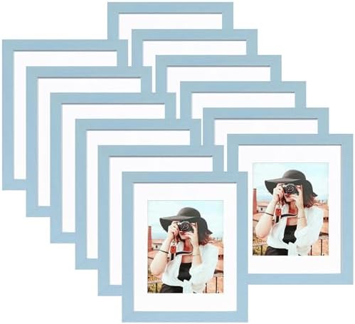 Picrit 8x10 Picture Frame Set of 12, Modern Gallery Wall Frames, Blue