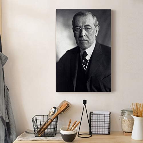 Renditions Gallery Woodrow Wilson Presidental Portrait Wall Art, Premium Gallery Wrapped Canvas Decor, Ready to Hang, 12 in H x 8 in W, Made in America Print