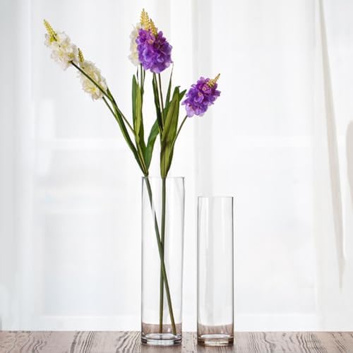 WGVI Quality Thick Weighted Clear Cylinder Glass Vases, 3" W x 10" H, Flower Bud Vase Skinny Narrow Floral Bouquet Container Centerpieces Tabletop Pen Brush Holder, Bulk Wholesale, 18 Pieces