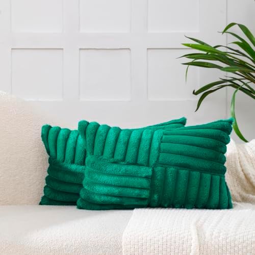 All Smiles Dark Green Lumber Decorative Throw Pillow Covers 12x20 Set of 2