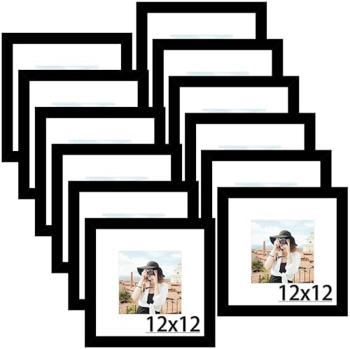Picrit 12x12 Picture Frame Set of 12, Modern Gallery Wall Frames, Black
