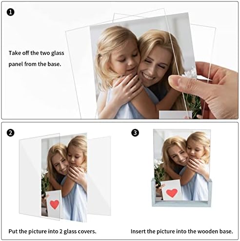 PETAFLOP 4x6 Picture Frame 2 Pack, Double Sided Glass Photo Frames 4 by 6 U-Shaped Blue Menu Holder Sign Card Stand for Desktop or Tabletop