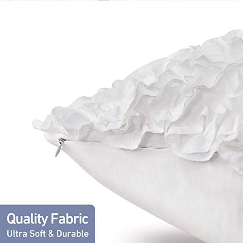 Leeden Throw Pillow Covers (Set of 2), 3D Design Handmade Cute Ruffles Pillowcase, Christmas Decorative Cushion Cover for Sofa Couch Bedroom Living Room, 20 x 20 inch, White