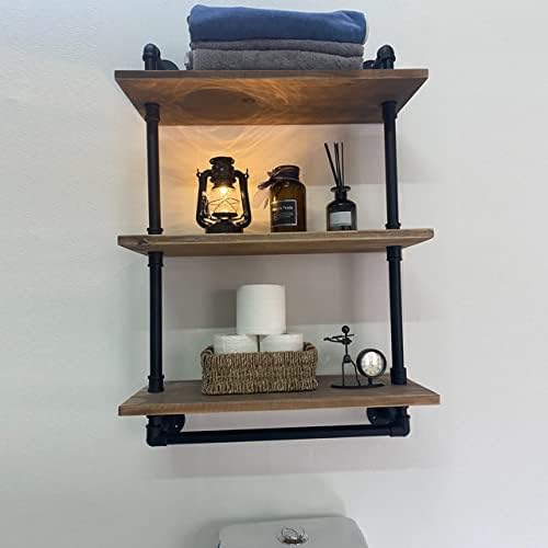 ROGMARS Industrial Pipe Shelving Bathroom Shelves with Towel bar