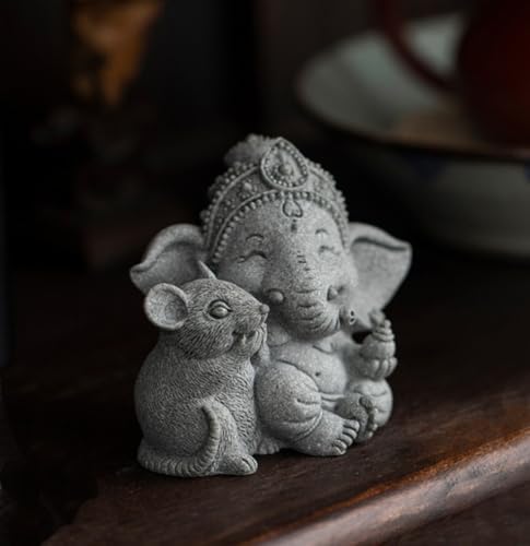 livelyfish Hindu Elephant Statue Lord Ganesha Figurine Meditation Buddha, C