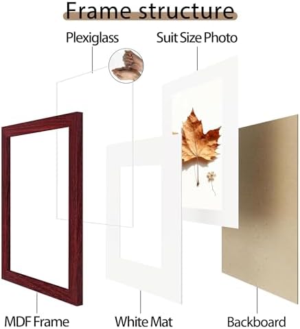 Picrit 12x12 Picture Frame Set of 12, Gallery Wall Frames, Dark Red Wood